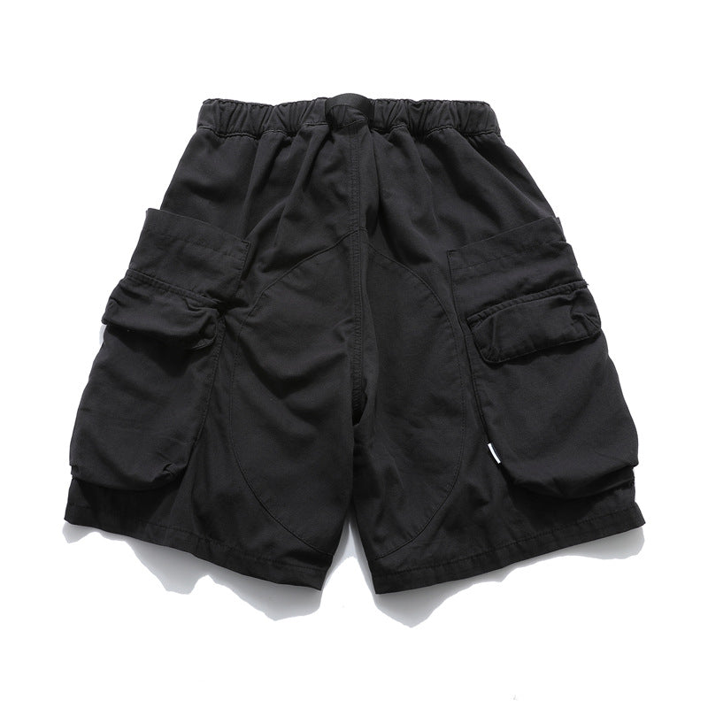 Washed Damage Zipper Cargo Half Pants WN26853
