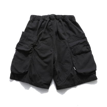 Washed Damage Zipper Cargo Half Pants WN26853