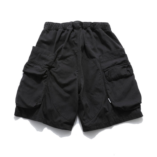Washed Damage Zipper Cargo Half Pants WN26853