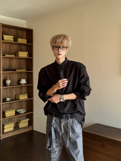 Elegant Scarf Detail Long Sleeve Shirt WN23162