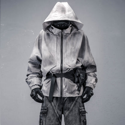 Damage Wash Hooded Zipper Jacket WN22580