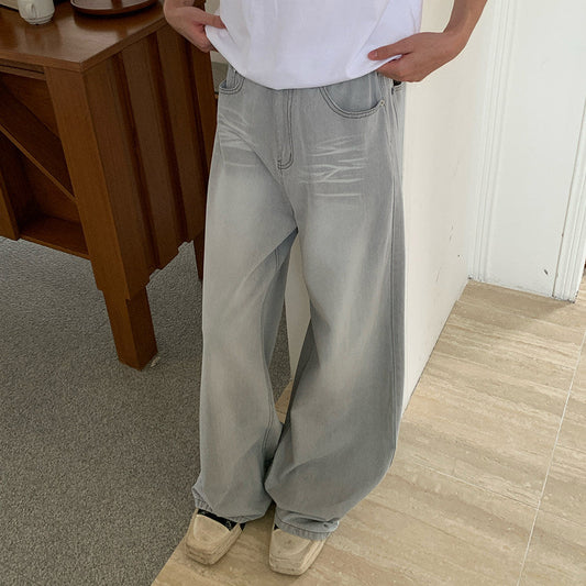 Washed Wide Leg Denim Jeans WN24995
