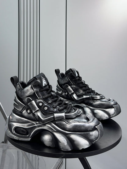 Washed High-Top Chunky Sole Sneakers WN24594