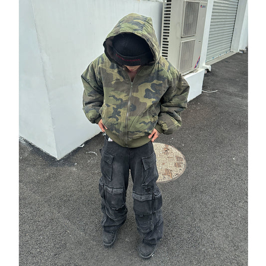 Fake Fur Camouflage Hooded Jacket WN10592