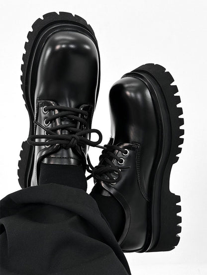 Round Toe Chunky Sole PU Leather Shoes WN19145