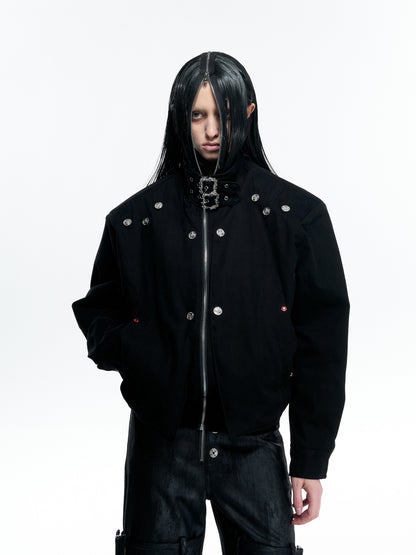 Washed Heavyweight Fake Layered Hooded Jacket WN23545