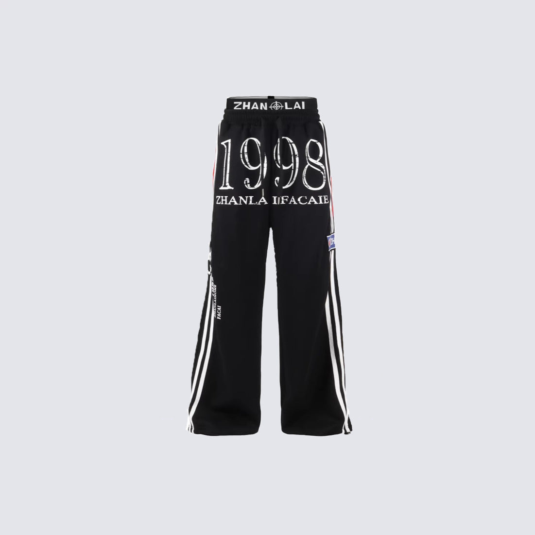 Number Print Side-Stripe Wide Leg Sweatpants WN27939