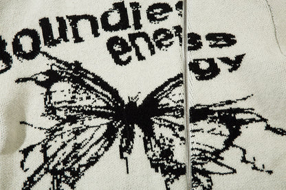 Jacquard Zipper Detail Knit Sweater WN11451