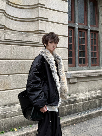 Fake Fur Collar Oversize Short Puffer Jacket WN23172