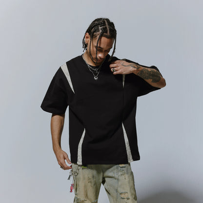 Snake Pattern Patchwork Style Oversize Short Sleeve T-Shirt WN17561