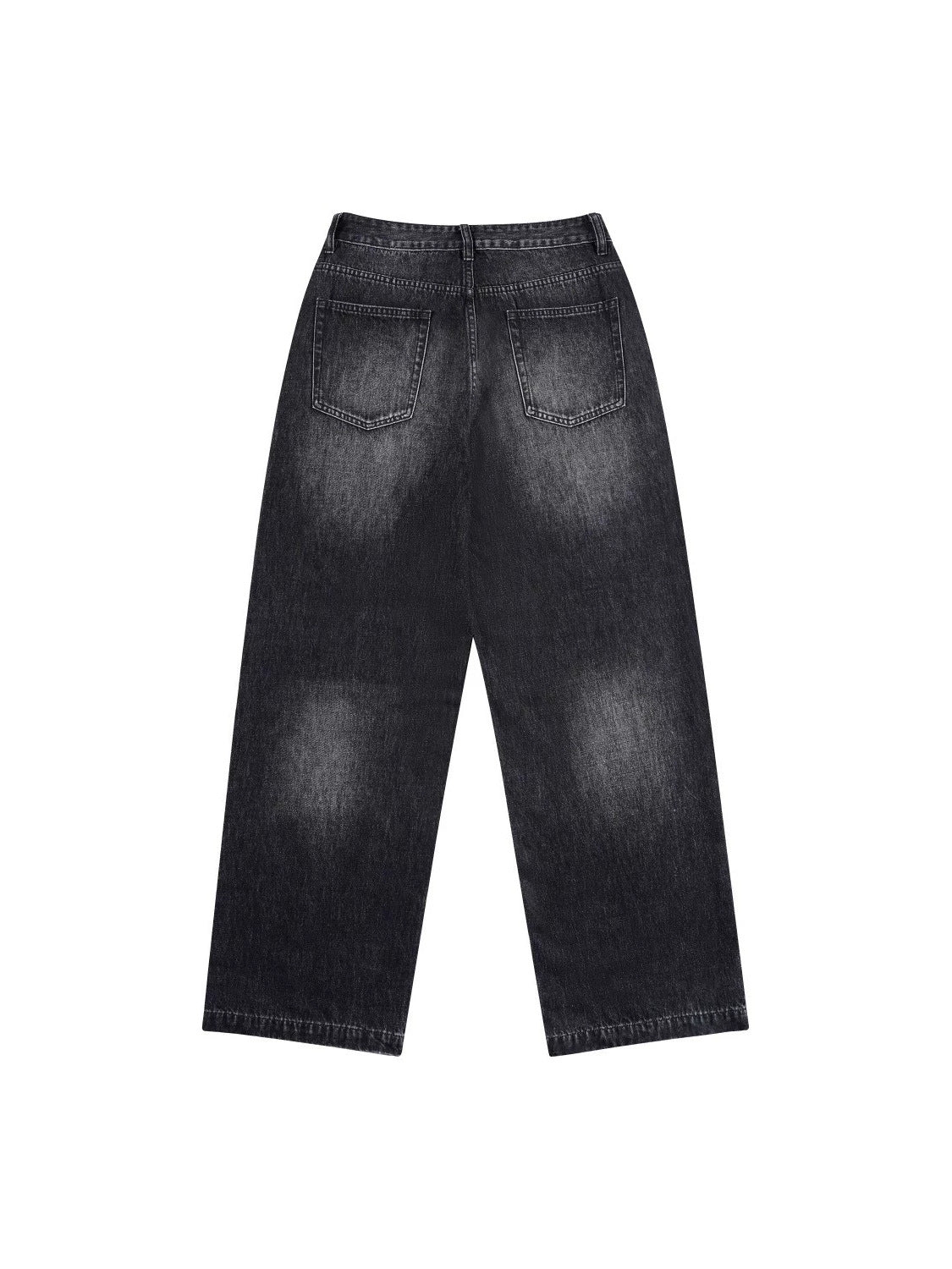 Metal Stud Washed Wide Leg Denim Jeans WN27843