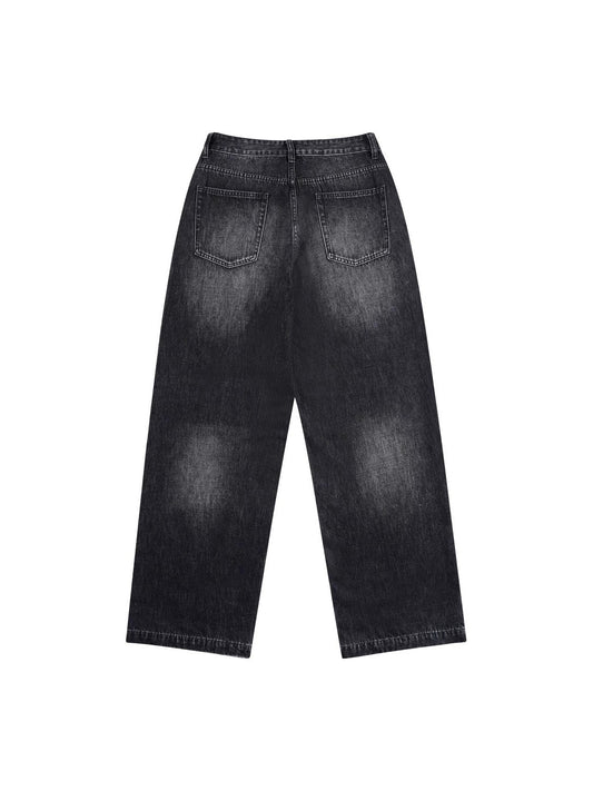 Metal Stud Washed Wide Leg Denim Jeans WN27843