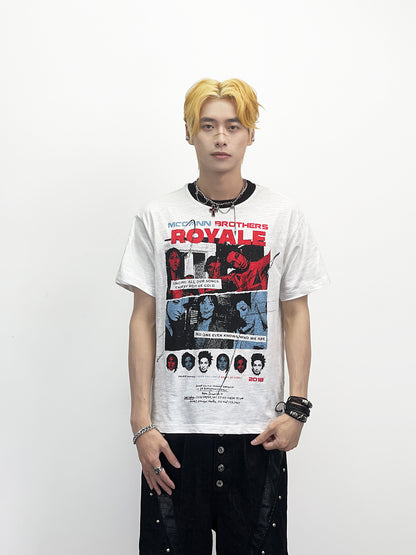 Portrait Print Slub Cotton Short Sleeve T-Shirt WN24251