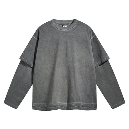 Fake Layered Round Neck Long Sleeve T-Shirt WN7811