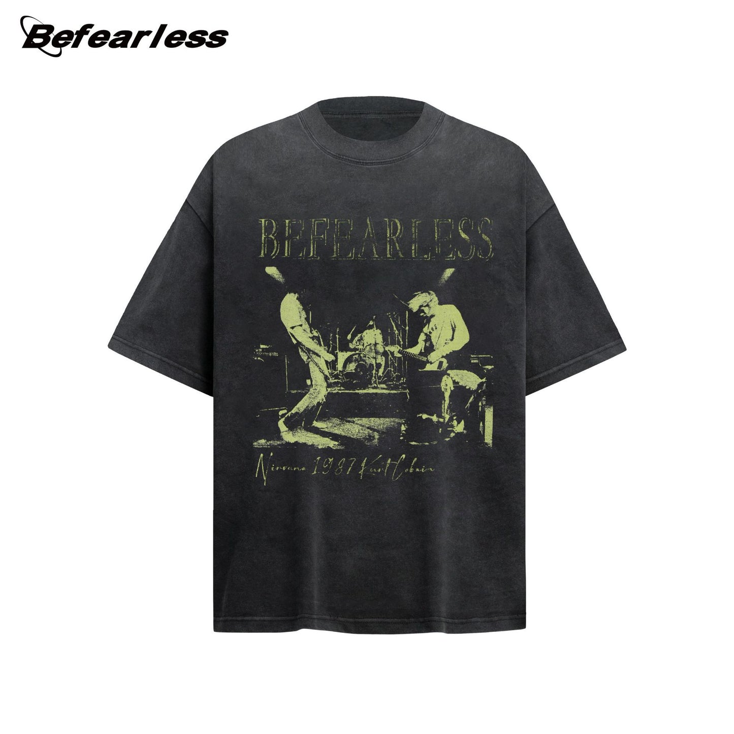Washed Band Digital Print Oversize Short Sleeve T-Shirt WN26324