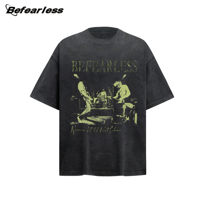 Washed Band Digital Print Oversize Short Sleeve T-Shirt WN26324