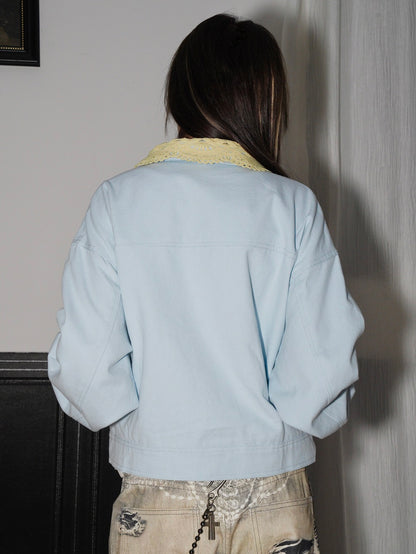 Fake Layered Knit Lapel Short Jacket WN22229