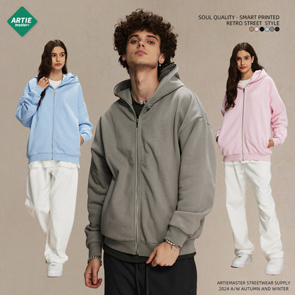 Oversize Plain Zipper Hoodie WN9971