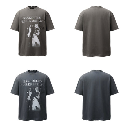 Portrait Letter Print Short Sleeve T-Shirt WN25517