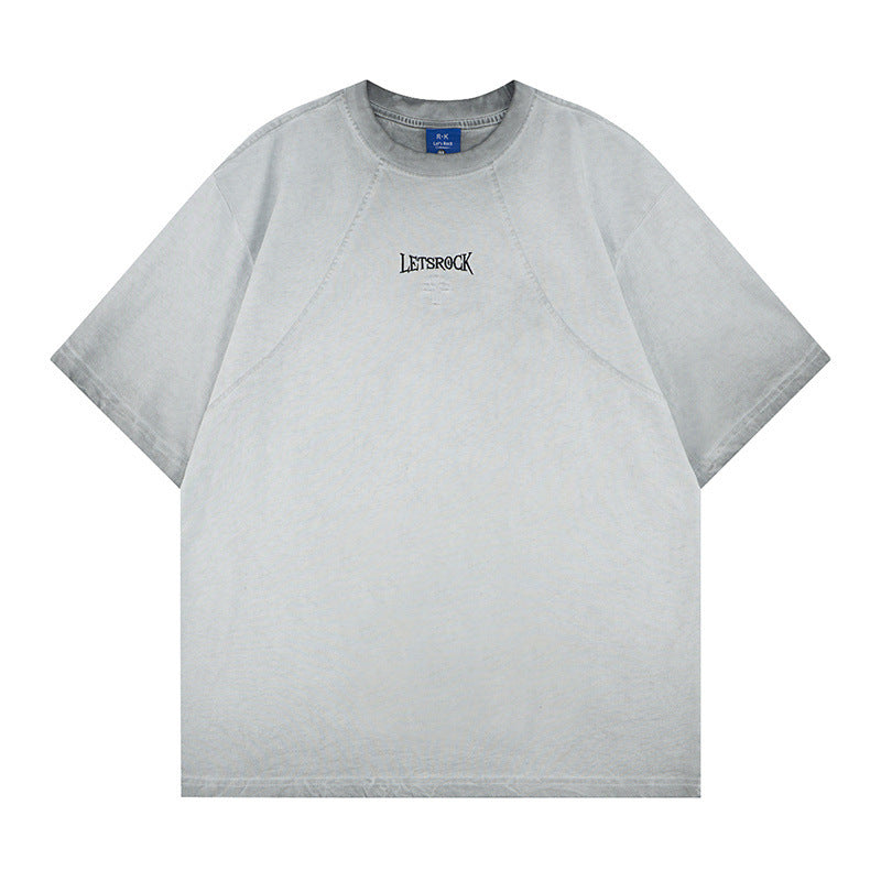 Washed Embroidery Raglan Short Sleeve T-Shirt WN25454