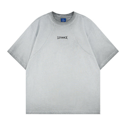 Washed Embroidery Raglan Short Sleeve T-Shirt WN25454