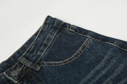 Washed Tribal Print Wide Leg Denim Jeans WN25507