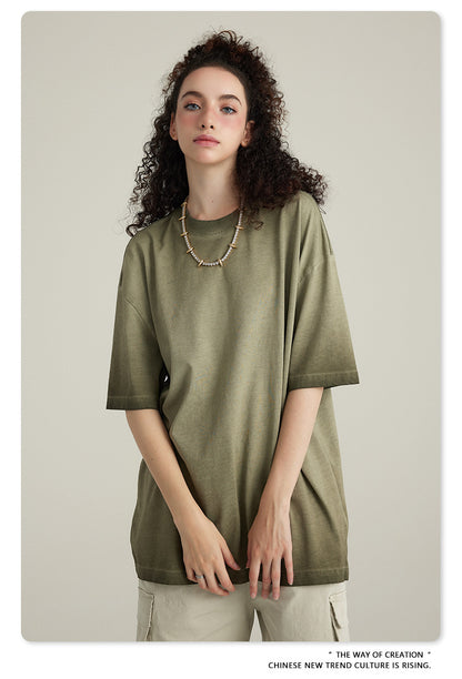 Washed Gradient Pure Cotton Sleeveless T-Shirt WN6075