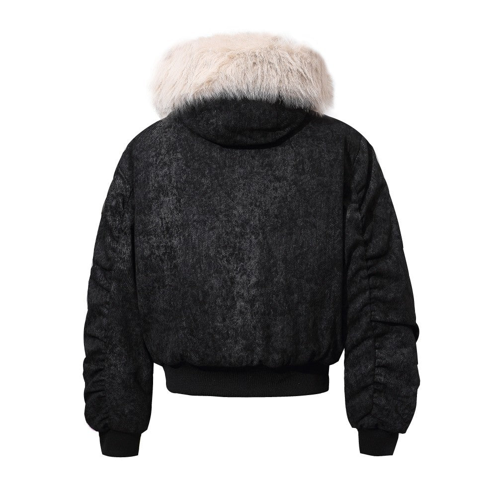 Detachable Fake Fur Hooded Puffer Jacket WN28069