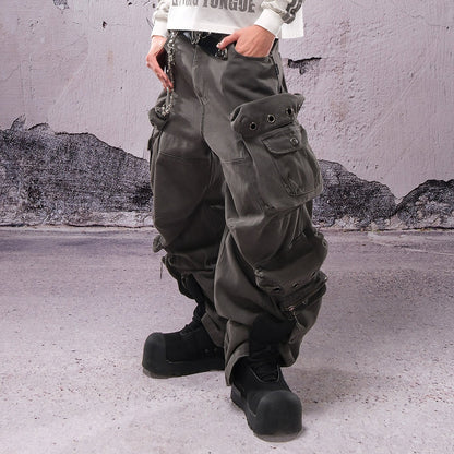 Wide Leg Multi Pocket Zip Cargo Pants WN26608