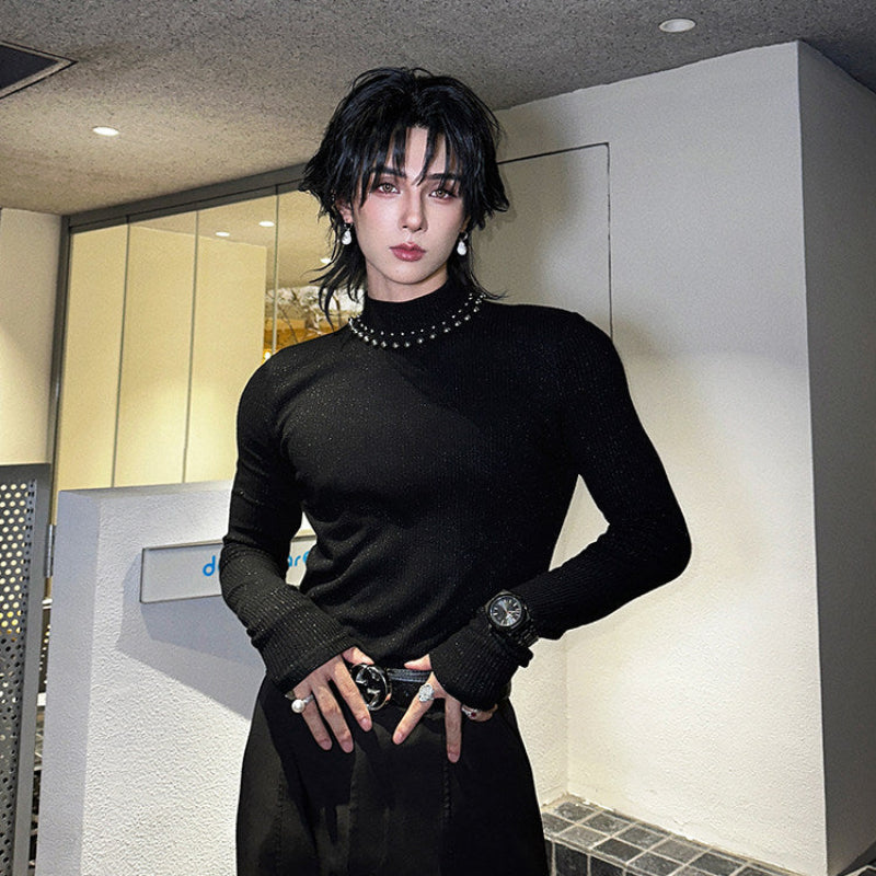 High-Neck Sheer Knit T-shirt WN25127