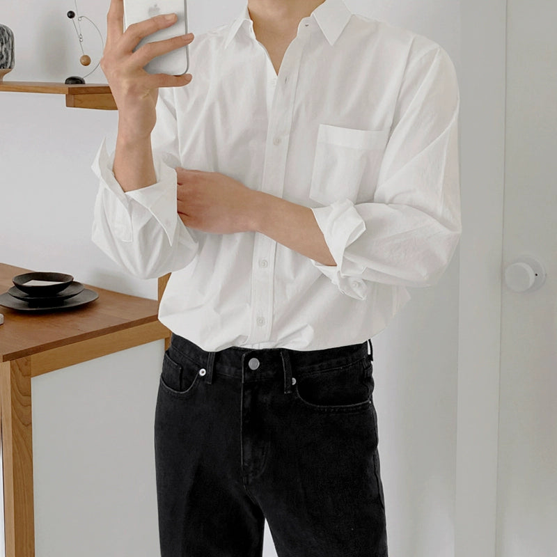 Wrinkle-Free Plain Long Sleeve Shirt WN20227
