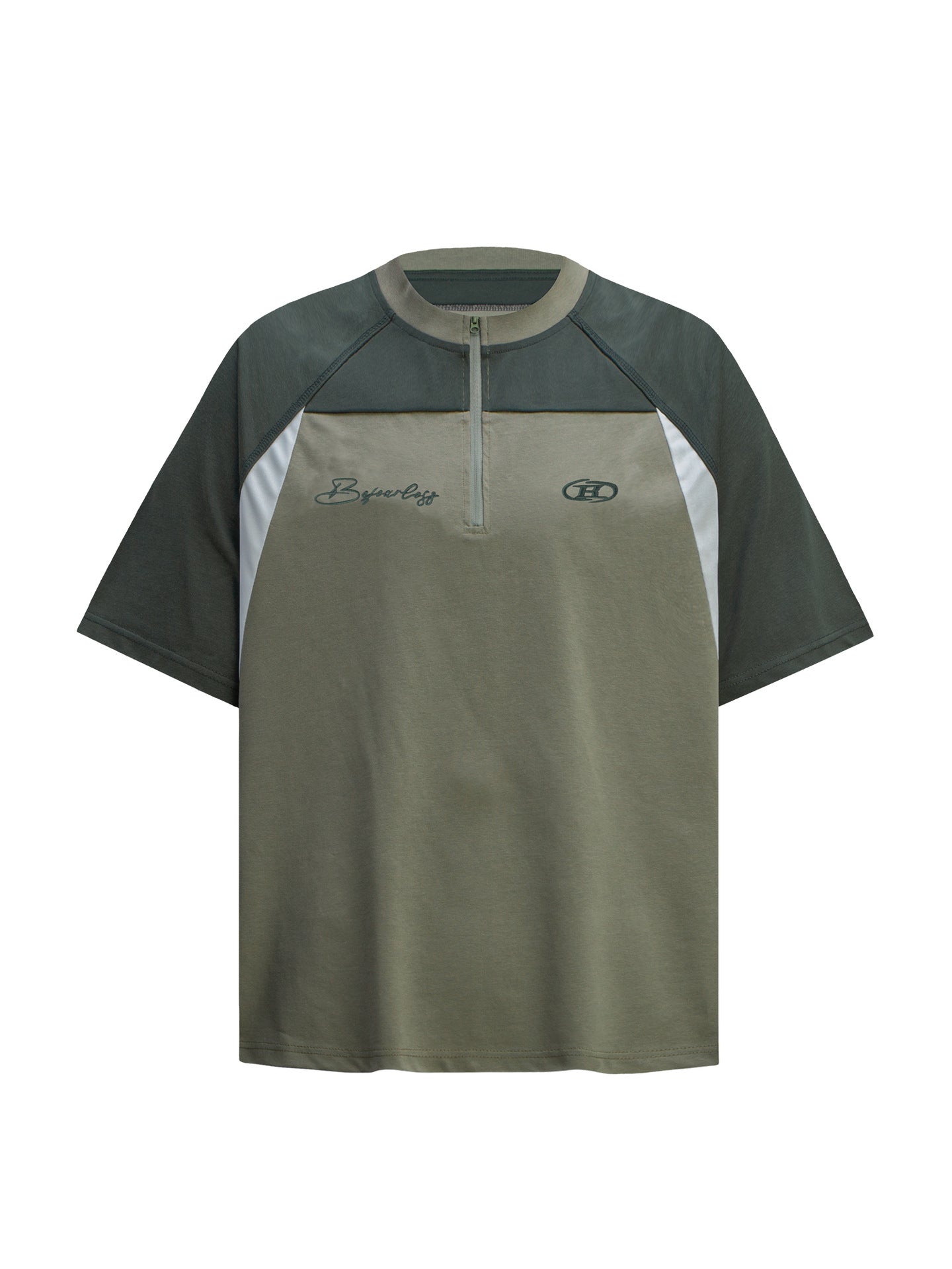 Color-Block Half-Zip Quick-Dry Oversize Short Sleeve T-Shirt WN26333