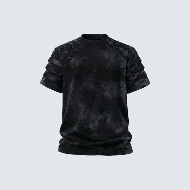 Studs Detail Strap Short Sleeve T-Shirt WN28021