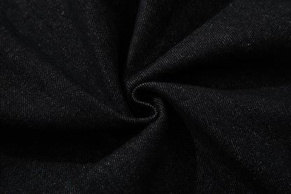 Rivet Leather Patchwork Wide Leg Denim Jeans WN23050