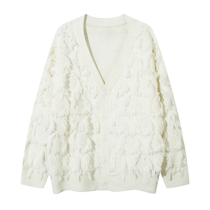 Fringe Detail Oversize Knit Cardigan WN11420