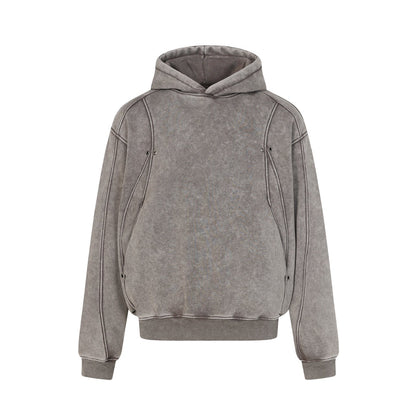 Washed Deconstructed Spliced Oversize Hoodie WN24463