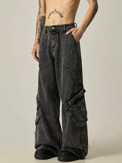 Wide Leg Cargo Denim Jeans WN8979