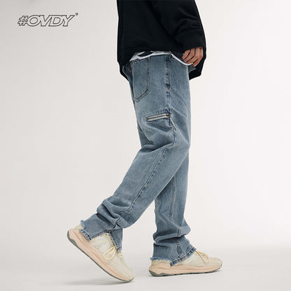 Washed Straight Denim Jeans WN12555