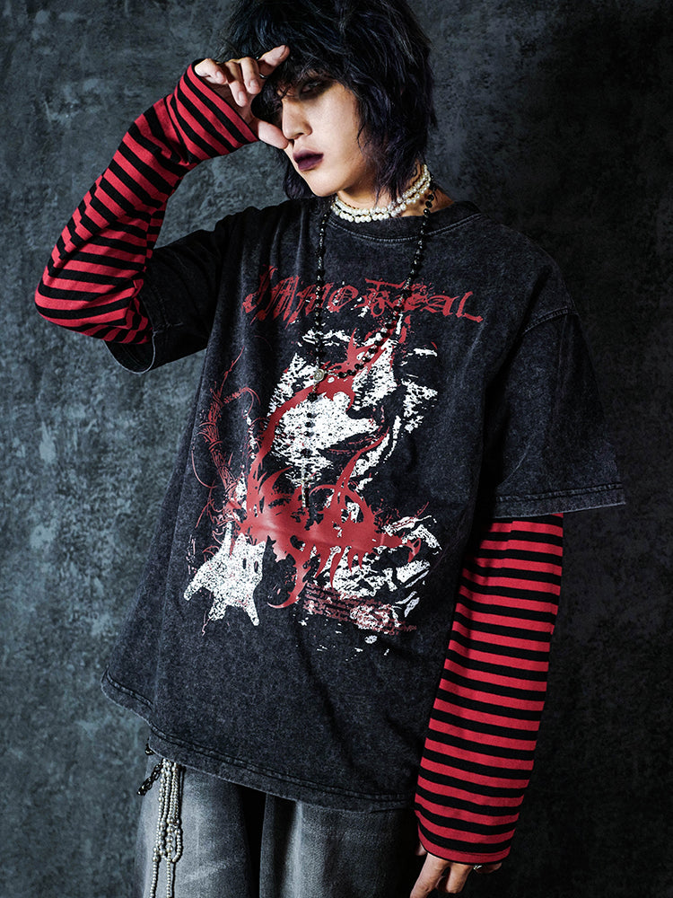 Washed Graphic Print Short Sleeve T-Shirt WN15945