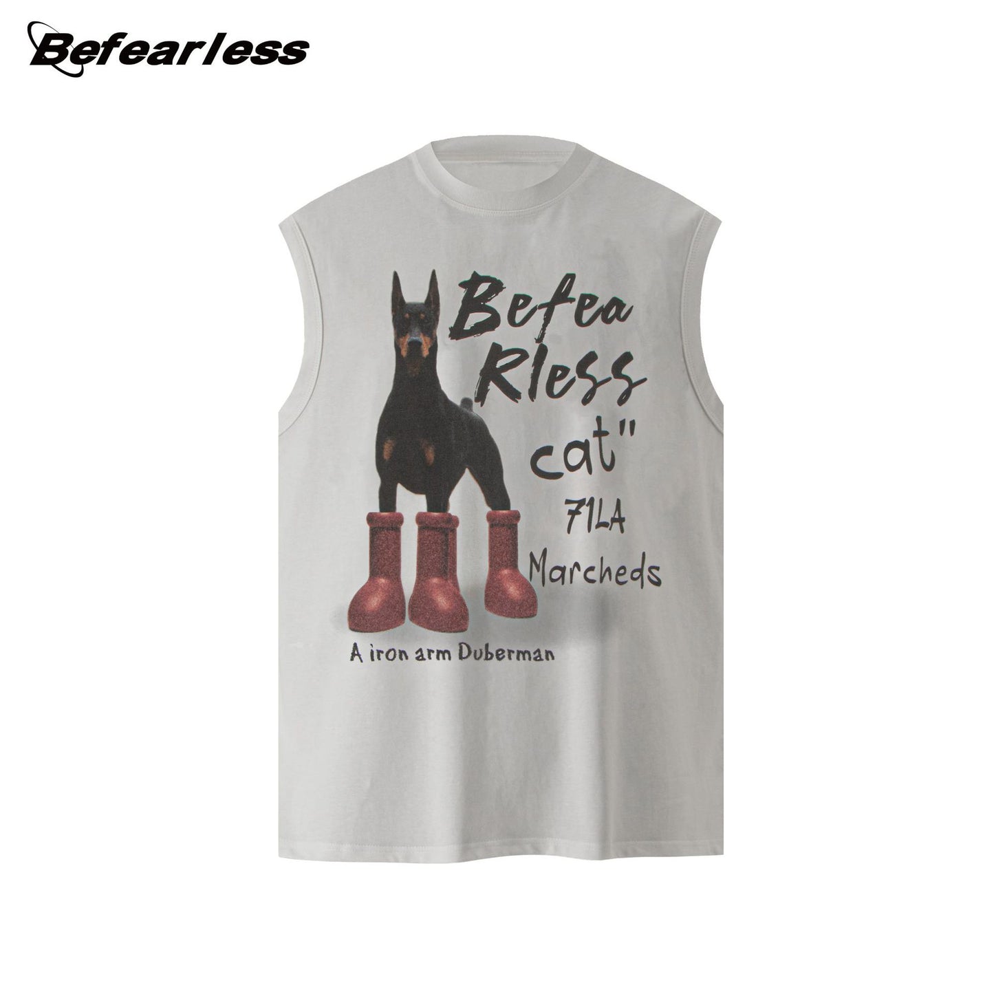 Washed Doberman Print Oversize Sleeveless T-Shirt WN26336