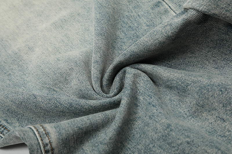 Wash Curved Wide Leg Denim Jeans WN18529