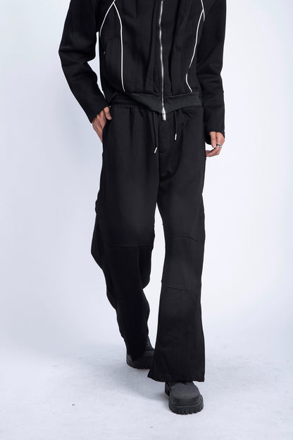 Fake Layered Patchwork Zipper Jacket & Sweatpants Setup WN9231