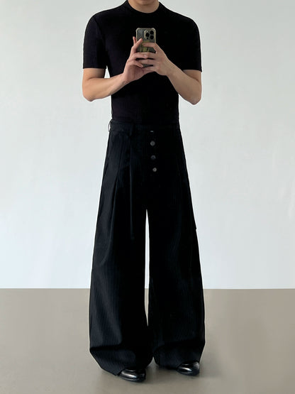 Stripe Straight Wide Leg Trousers WN21198