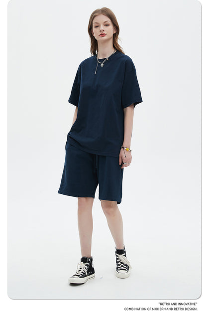Oversize Washed Short-sleeve-T-shirt & Washed Short Sweatpants Setup WN6633