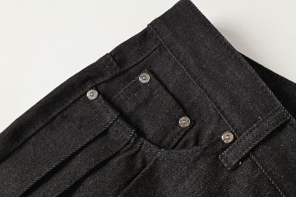Heavyweight Studs Wide Leg Denim Jeans WN25687