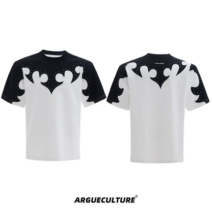 Patchwork Rhinestone Short Sleeve T-Shirt WN18350