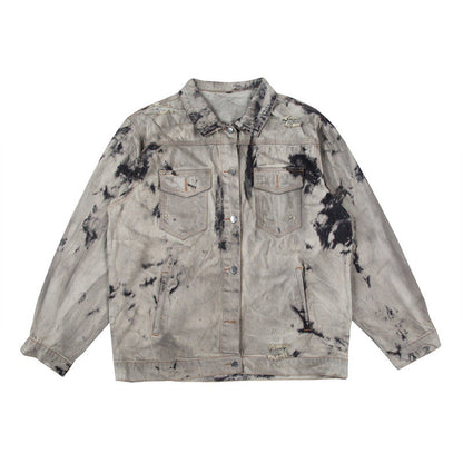 Washed Tie-Dye Damage Denim Jacket WN24411