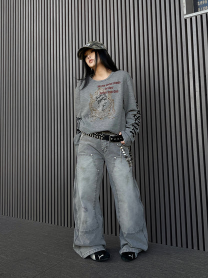 Waffle Oversize Long Sleeve T-Shirt WN24196
