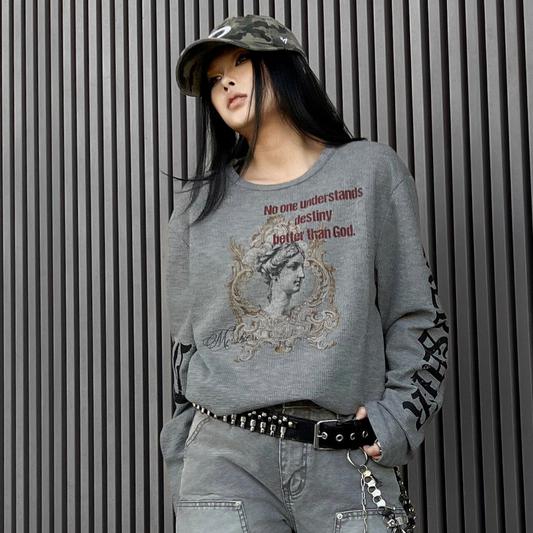 Waffle Oversize Long Sleeve T-Shirt WN24196