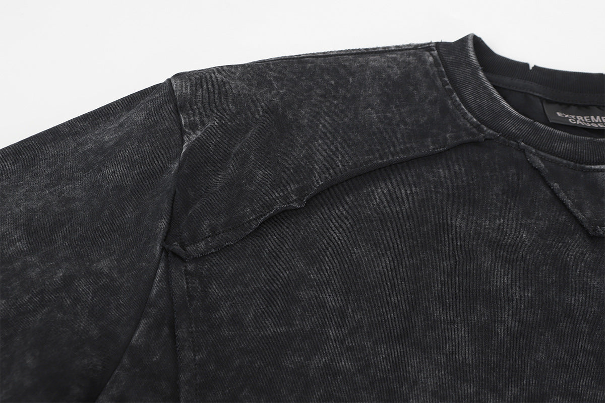 Washed Frayed Pullover Sweatshirt WN23029